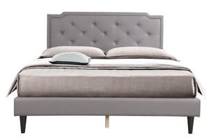 English Elm Chic Light Grey Tufted Queen Bed with Adjustable Headboard, Durable Slats & Compact One-Box Setup B078112118