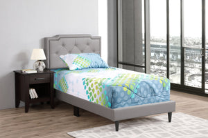 English Elm Casual Tufted Light Gray Twin Bed with Adjustable Headboard, Space-Saving 47"H x 42"W x 81"D B078112119