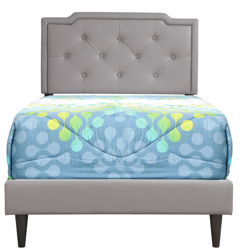 English Elm Casual Tufted Light Gray Twin Bed with Adjustable Headboard, Space-Saving 47"H x 42"W x 81"D B078112119