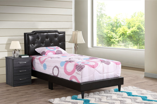 English Elm Elegant Twin Bed with Sturdy PU Frame, Cappuccino Finish, Easy Assembly, Compact 47"H x 42"W x 81"D Beige 5.5 L x 22.5 W x 45 H B078112123