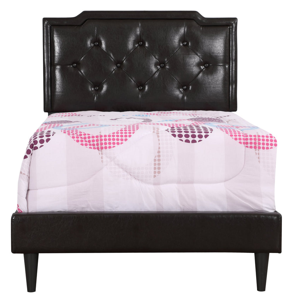 English Elm Elegant Twin Bed with Sturdy PU Frame, Cappuccino Finish, Easy Assembly, Compact 47"H x 42"W x 81"D Beige 5.5 L x 22.5 W x 45 H B078112123