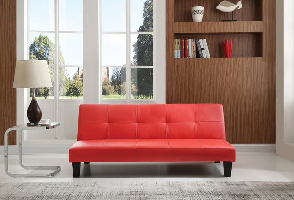 English Elm Versatile Red PU Sofa Bed — Contemporary 2-Seater Convertible, Vibrant Easy-Assembly Comfort for Small Spaces B078107962