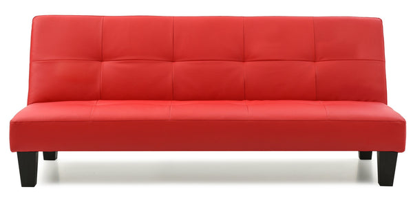 English Elm Versatile Red PU Sofa Bed — Contemporary 2-Seater Convertible, Vibrant Easy-Assembly Comfort for Small Spaces B078107962