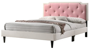 English Elm Charming Tufted White Full Bed with Adjustable Headboard Height, Box Spring or Slat Option, 57"W B078107960