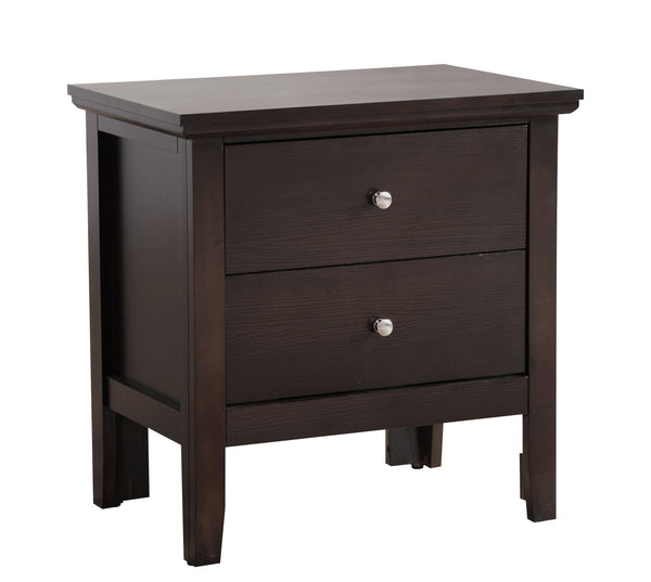 English Elm Chic Espresso Nightstand with Two Storage Drawers, Durable Particle Board, Sleek Transitional Style B078112144