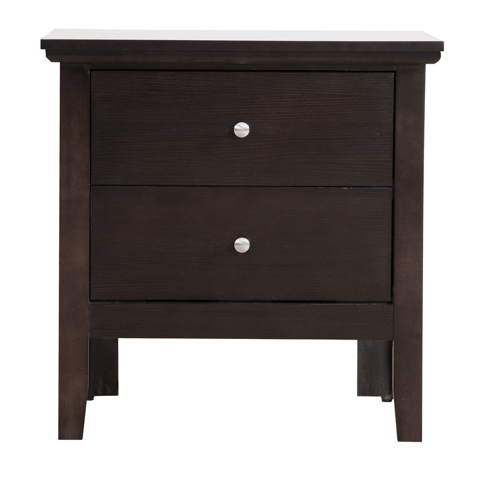 English Elm Chic Espresso Nightstand with Two Storage Drawers, Durable Particle Board, Sleek Transitional Style B078112144