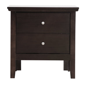 English Elm Chic Espresso Nightstand with Two Storage Drawers, Durable Particle Board, Sleek Transitional Style B078112144