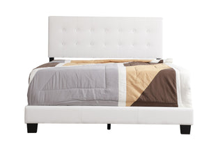 English Elm Caldwell Queen Bed with Button Tufted Faux Leather Headboard, Modern Upholstered Frame, 82"D White 5.5 L x 66 W x 25 H B078107972
