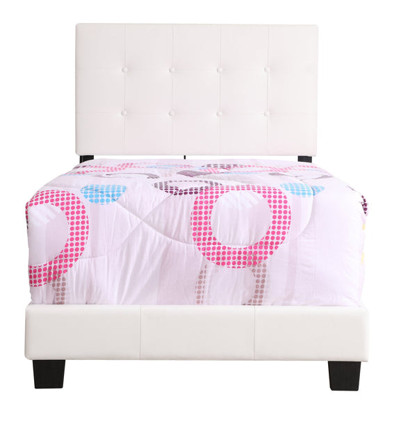 English Elm Caldwell Queen Bed with Button Tufted Faux Leather Headboard, Modern Upholstered Frame, 82"D White 5.5 L x 44 W x 25 H B078107973