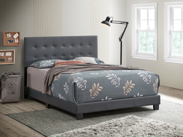 English Elm Stylish Velvet-Accented Queen Bed with Channel Tufting, Sturdy Wood Slats & Modern Timeless Design DARK GREY 5.5 L x 60 W x 25 H B078107974
