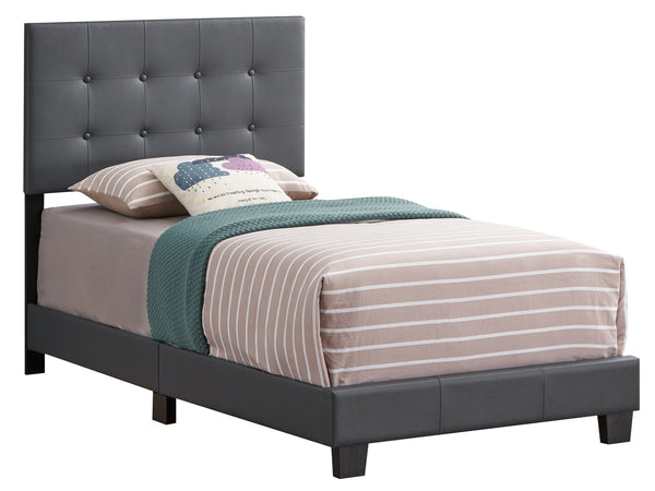 English Elm Caldwell Queen Bed with Button Tufted Faux Leather Headboard, Modern Upholstered Frame, 82"D DARK GREY 5.5 L x 44 W x 25 H B078107977