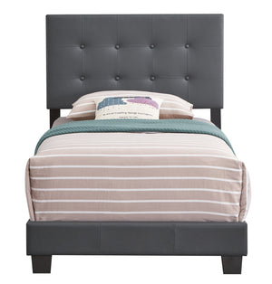 English Elm Caldwell Queen Bed with Button Tufted Faux Leather Headboard, Modern Upholstered Frame, 82"D DARK GREY 5.5 L x 44 W x 25 H B078107977