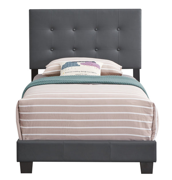 English Elm Caldwell Queen Bed with Button Tufted Faux Leather Headboard, Modern Upholstered Frame, 82"D DARK GREY 5.5 L x 44 W x 25 H B078107977