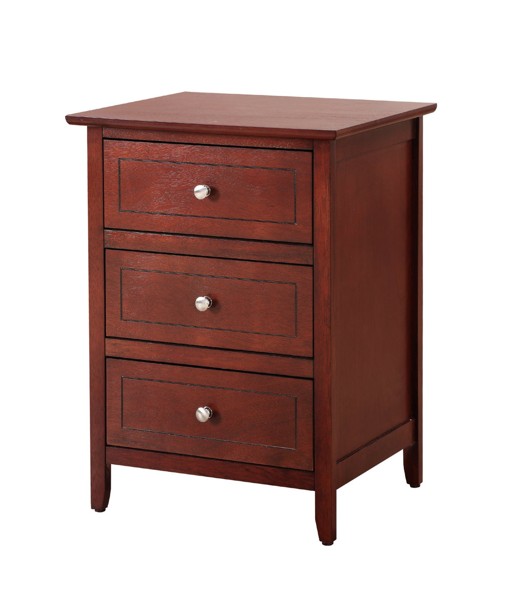 English Elm Transitional Cherry Nightstand with 3 Drawers, Durable Particle Board, 25"H x19"W x15"D, Warm Finish B078107978