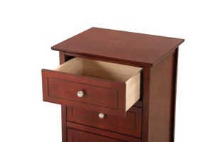 English Elm Transitional Cherry Nightstand with 3 Drawers, Durable Particle Board, 25"H x19"W x15"D, Warm Finish B078107978