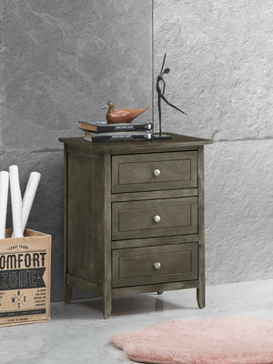 English Elm Sophisticated Gray Transitional Nightstand with 3 Drawers, Compact 25"H x19"W x15"D, Durable Blend B078107979