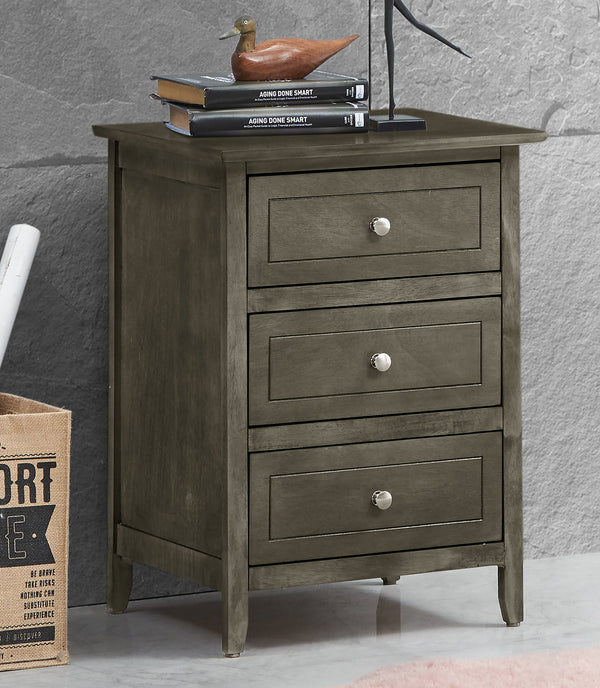 English Elm Sophisticated Gray Transitional Nightstand with 3 Drawers, Compact 25"H x19"W x15"D, Durable Blend B078107979