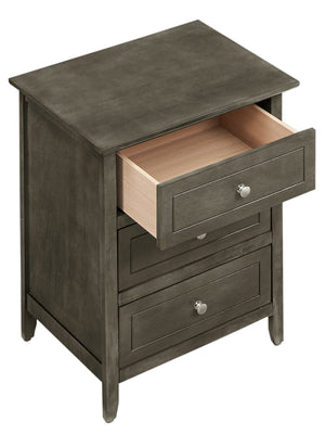 English Elm Sophisticated Gray Transitional Nightstand with 3 Drawers, Compact 25"H x19"W x15"D, Durable Blend B078107979