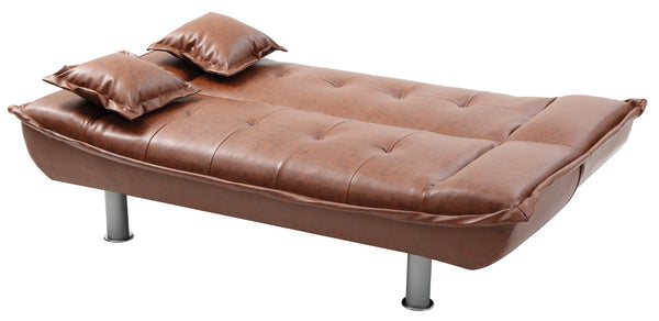 English Elm Lionel Convertible Sofa Bed with PU Faux Leather, Quick-Change Sleeper, High-Density Foam Comfort and Metal Legs Brown 44 L x 72 W x 9 H B078107990