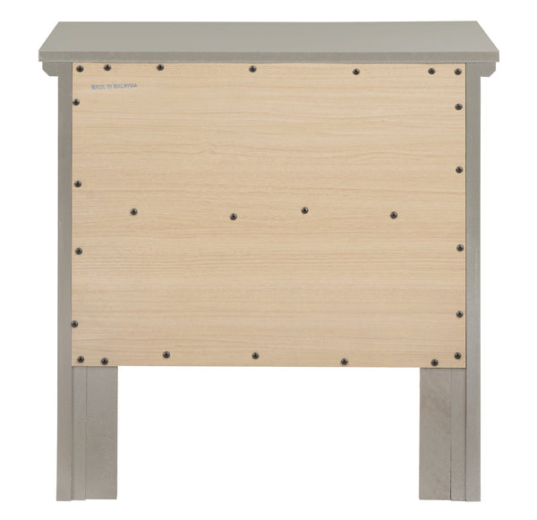 English Elm Elegant Silver Nightstand with Two Drawers, 24"H Compact Accent Table, Assembly-Free, Sleek Finish Champagne 19 L x 28 W x 26 H B078107983