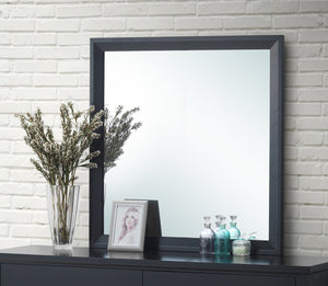English Elm Primo Silver Champagne Wall Mirror 36"x36" Low-Distortion Glass, Wood Veneer Frame for Modern Décor Black 38.5 L x 39.5 W x 3.5 H B078112160