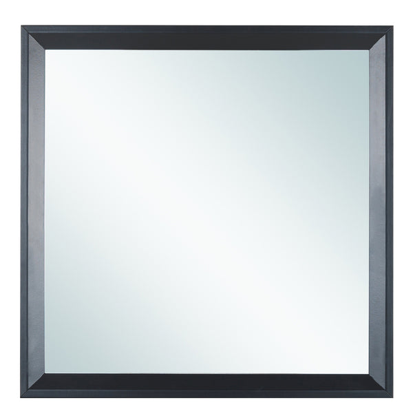 English Elm Primo Silver Champagne Wall Mirror 36"x36" Low-Distortion Glass, Wood Veneer Frame for Modern Décor Black 38.5 L x 39.5 W x 3.5 H B078112160