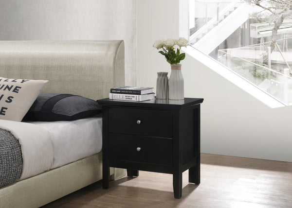 English Elm Stylish Black Nightstand with Two Spacious Drawers, Compact 24"H x 24"W x 16"D, Sturdy Elegant Finish B078107986