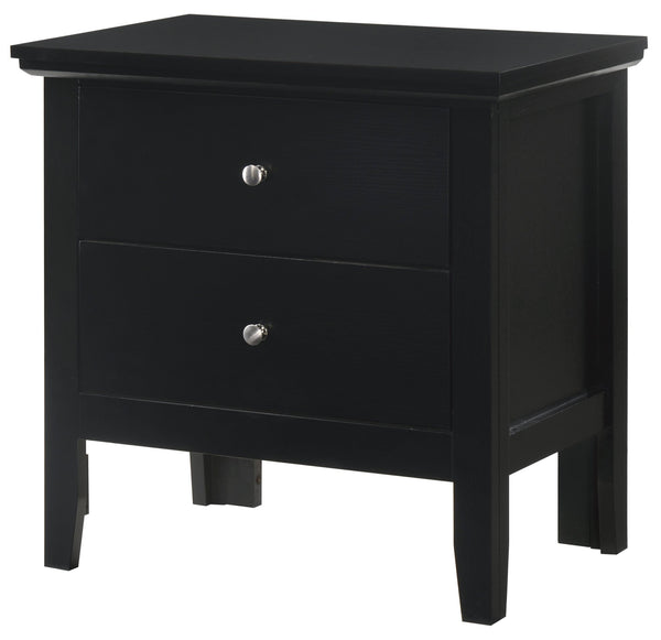 English Elm Stylish Black Nightstand with Two Spacious Drawers, Compact 24"H x 24"W x 16"D, Sturdy Elegant Finish B078107986