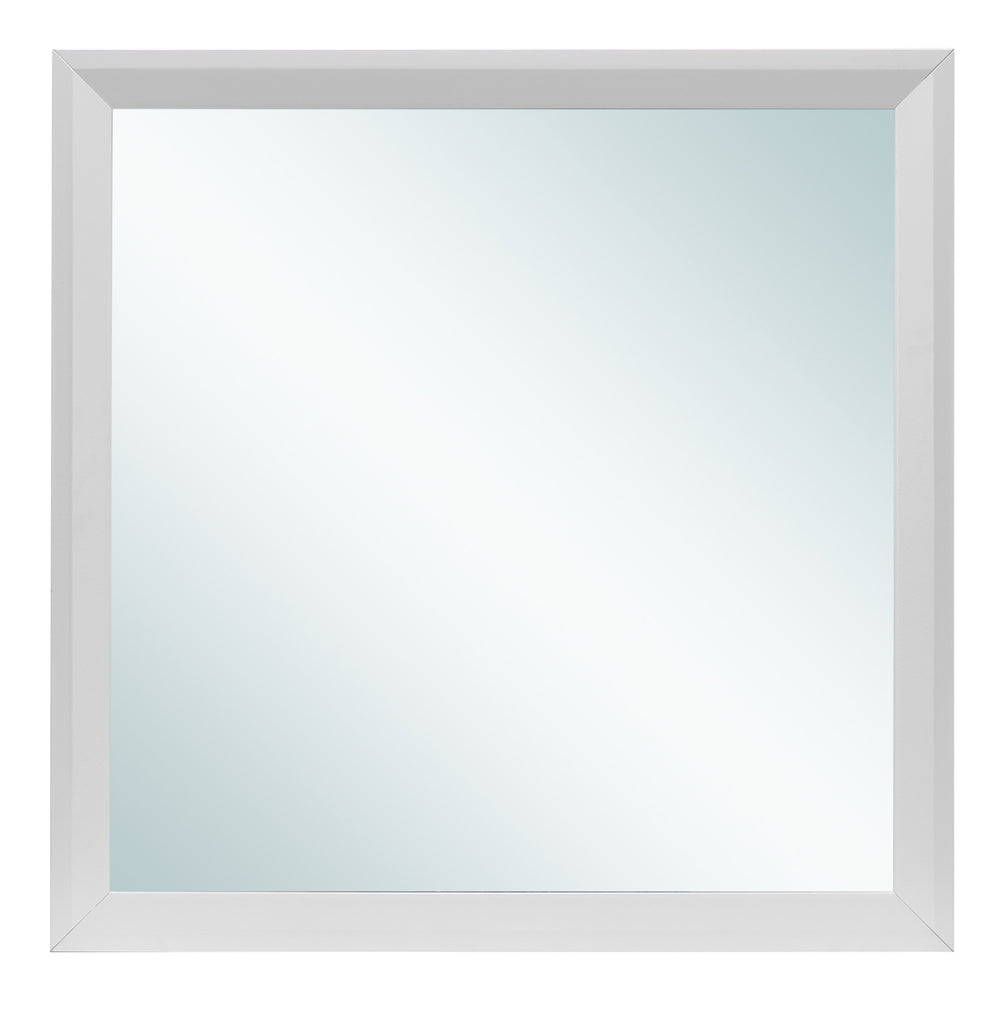 English Elm Primo Silver Champagne Wall Mirror 36"x36" Low-Distortion Glass, Wood Veneer Frame for Modern Décor White 38.5 L x 39.5 W x 3.5 H B078112163