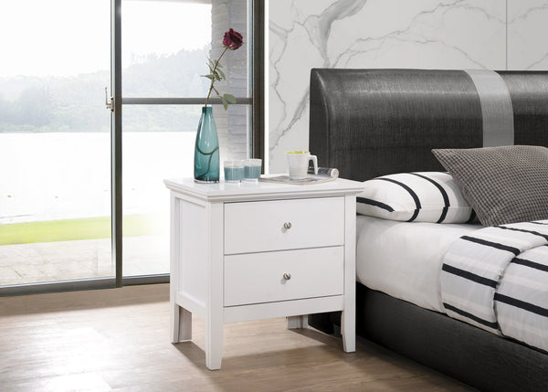 English Elm Elegant Silver Nightstand with Two Drawers, 24"H Compact Accent Table, Assembly-Free, Sleek Finish White 19 L x 28 W x 26 H B078107989