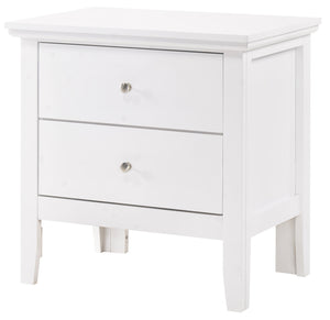 English Elm Elegant Silver Nightstand with Two Drawers, 24"H Compact Accent Table, Assembly-Free, Sleek Finish White 19 L x 28 W x 26 H B078107989