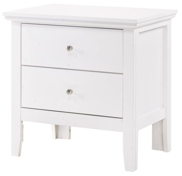 English Elm Elegant Silver Nightstand with Two Drawers, 24"H Compact Accent Table, Assembly-Free, Sleek Finish White 19 L x 28 W x 26 H B078107989