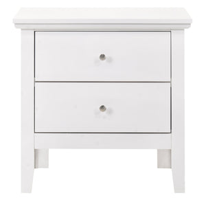 English Elm Elegant Silver Nightstand with Two Drawers, 24"H Compact Accent Table, Assembly-Free, Sleek Finish White 19 L x 28 W x 26 H B078107989