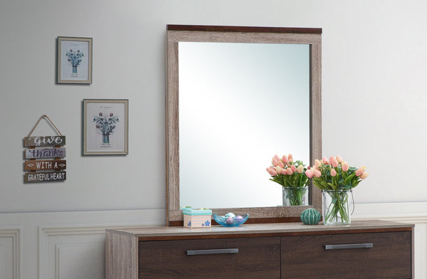 English Elm Magnolia Two-Tone G1400-M Mirror Gray/Brown – Rustic Wood Grain Frame, Low-Distortion Glass, Durable Finish B078107997