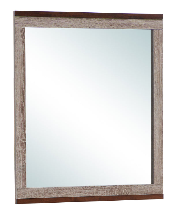 English Elm Magnolia Two-Tone G1400-M Mirror Gray/Brown – Rustic Wood Grain Frame, Low-Distortion Glass, Durable Finish B078107997