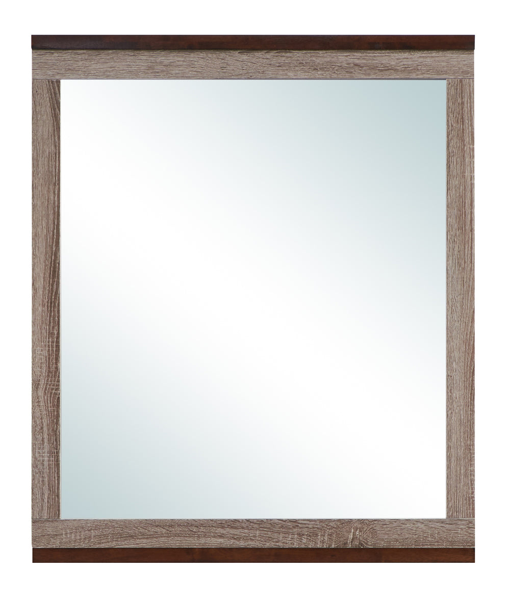 English Elm Magnolia Two-Tone G1400-M Mirror Gray/Brown – Rustic Wood Grain Frame, Low-Distortion Glass, Durable Finish B078107997