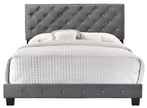 English Elm Sophisticated Velvet Gray Queen Bed — Durable Transitional Design, Quick Assembly, Comfort-Boosting Support for Any Room B078108001