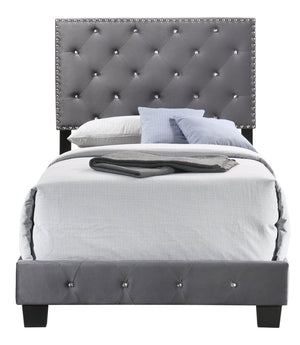 English Elm Charming Velvet Twin Bed with Hidden Storage Drawers, Casual Solid Frame, Easy Assembly Comfort Gray 24.6 L x 44 W x 5.5 H B078108002