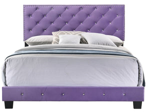 English Elm Enchanting Purple Velvet Queen Bed with 48"H Headboard, Transitional Style, Sturdy Support & Assembly Required B078108006