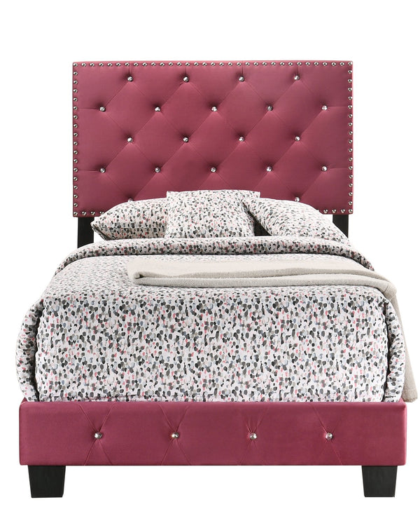 English Elm Charming Velvet Twin Bed with Hidden Storage Drawers, Casual Solid Frame, Easy Assembly Comfort Cherry 24.6 L x 44 W x 5.5 H B078108012