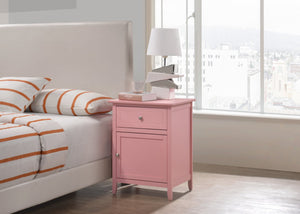 English Elm Charming Pink Nightstand with Drawer & Door, 25"H x19"W x15"D, No Assembly, Durable Casual Accent B078108015