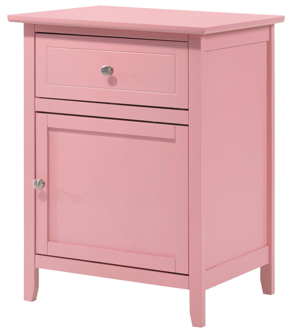 English Elm Charming Pink Nightstand with Drawer & Door, 25"H x19"W x15"D, No Assembly, Durable Casual Accent B078108015