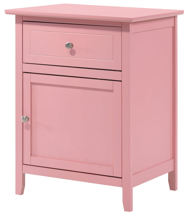 English Elm Charming Pink Nightstand with Drawer & Door, 25"H x19"W x15"D, No Assembly, Durable Casual Accent B078108015