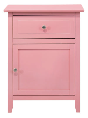 English Elm Charming Pink Nightstand with Drawer & Door, 25"H x19"W x15"D, No Assembly, Durable Casual Accent B078108015