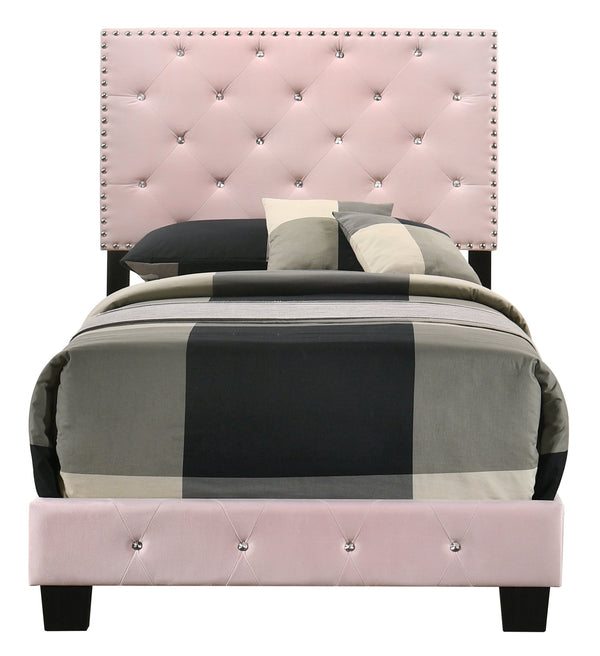 English Elm Charming Velvet Twin Bed with Hidden Storage Drawers, Casual Solid Frame, Easy Assembly Comfort Pink 24.6 L x 44 W x 5.5 H B078108025