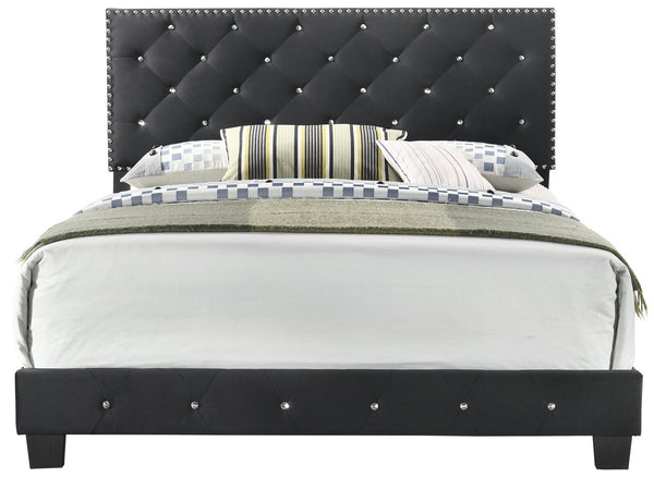 English Elm Elegant Velvet Full Bed Frame with Sturdy Support, Transitional Design, Easy Assembly, Modern Appeal Black 24.6 L x 60 W x 5.5 H B078108026
