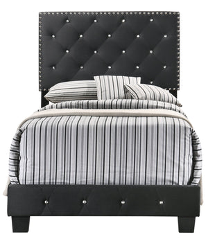 English Elm Chic Velvet Twin Bed Black — Sleek 47"H x 42"W x 77"D Twin for Kids & Guests, Sturdy, Easy Assembly B078108029