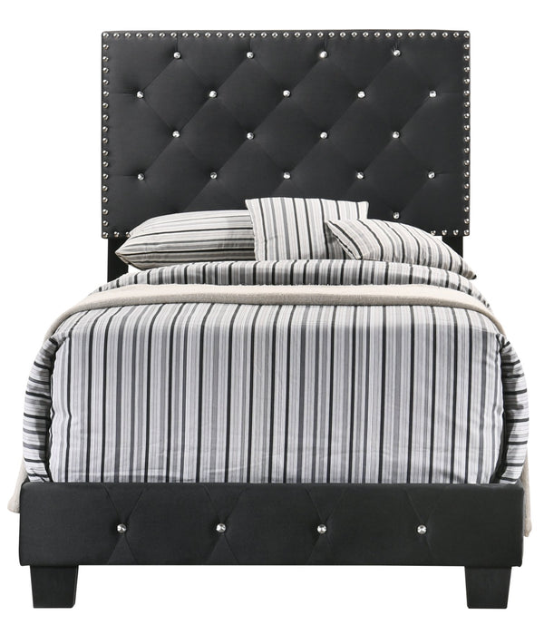 English Elm Chic Velvet Twin Bed Black — Sleek 47"H x 42"W x 77"D Twin for Kids & Guests, Sturdy, Easy Assembly B078108029