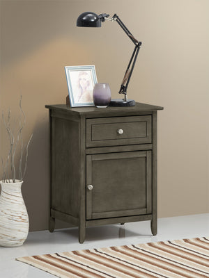 English Elm Chic Transitional Gray Nightstand with Drawer & Door, 25"H x19"W x15"D Sturdy Particleboard Finish B078108031