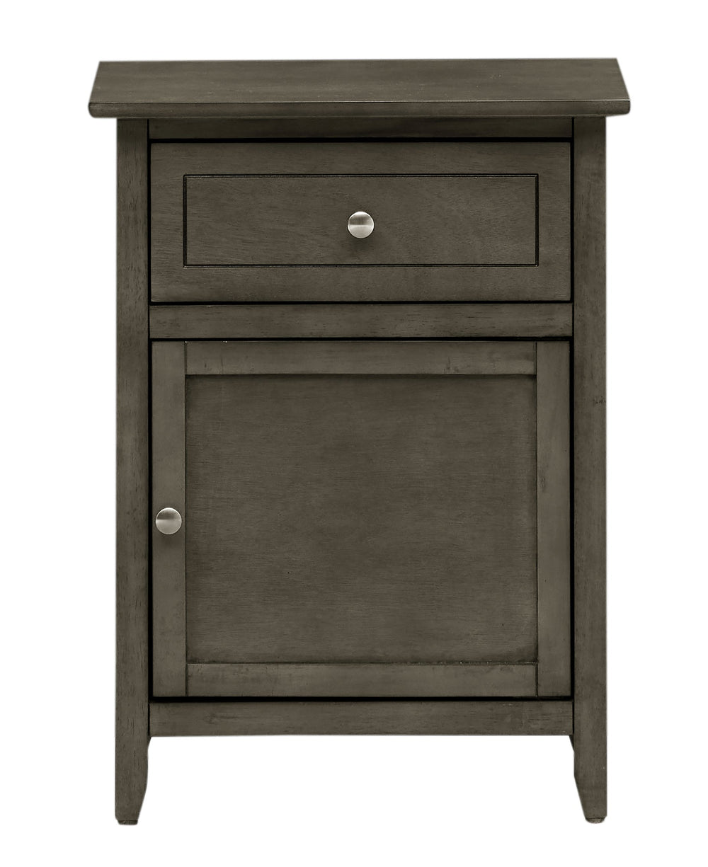 English Elm Chic Transitional Gray Nightstand with Drawer & Door, 25"H x19"W x15"D Sturdy Particleboard Finish B078108031